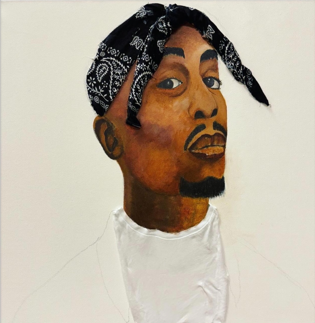 I Am a King, an original mixed-media portrait of Tupac Shakur by Bruce Karim.